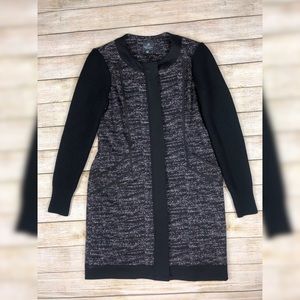 Adrianna Papell Sz S Black Ivory Zip Duster Coat